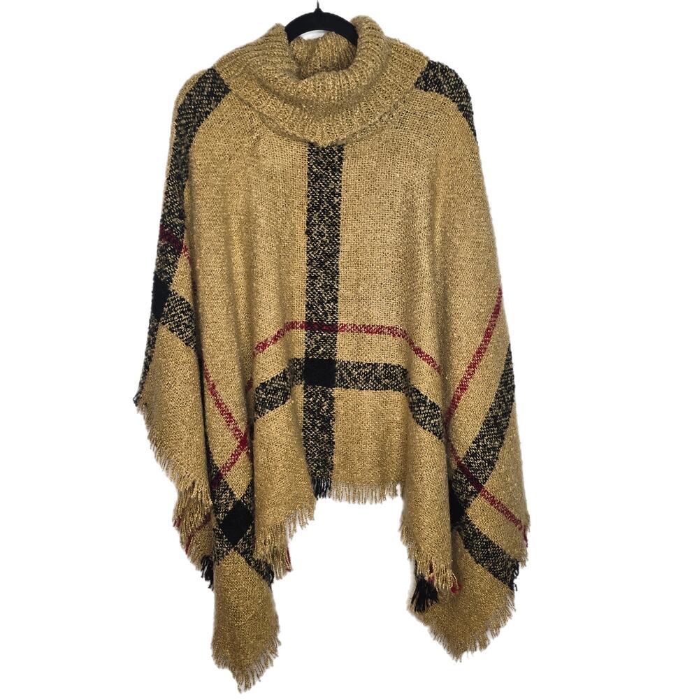 Plaid Poncho Cape‎ Preppy Aesthetic Grannycore Lagenlook No Tags Womens Large